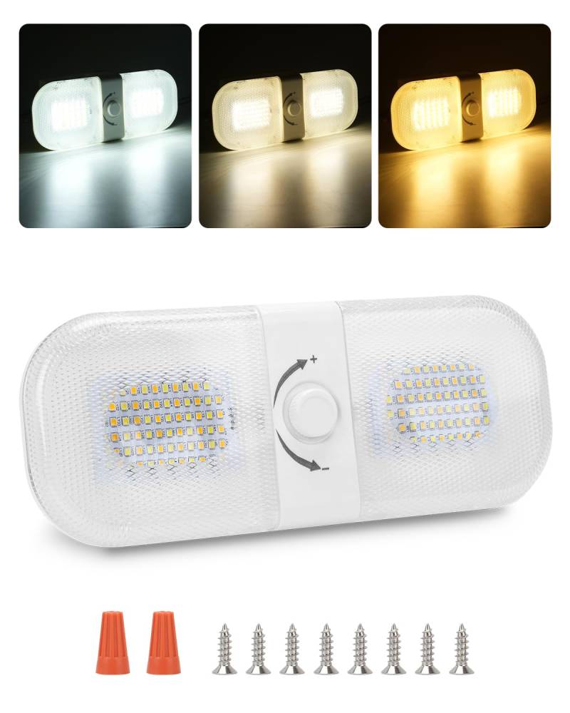 SUPAREE Wohnmobil LED Innenbeleuchtung 12V LED Deckenleuchte 12V Wohnmobil 12V LED Deckenlampe Wohnmobil Dimmbar 3 Farben 2700K-6500K mit Knopfschalter für Camper Van Caravan Boat Yacht (1 Stücke) von SUPAREE
