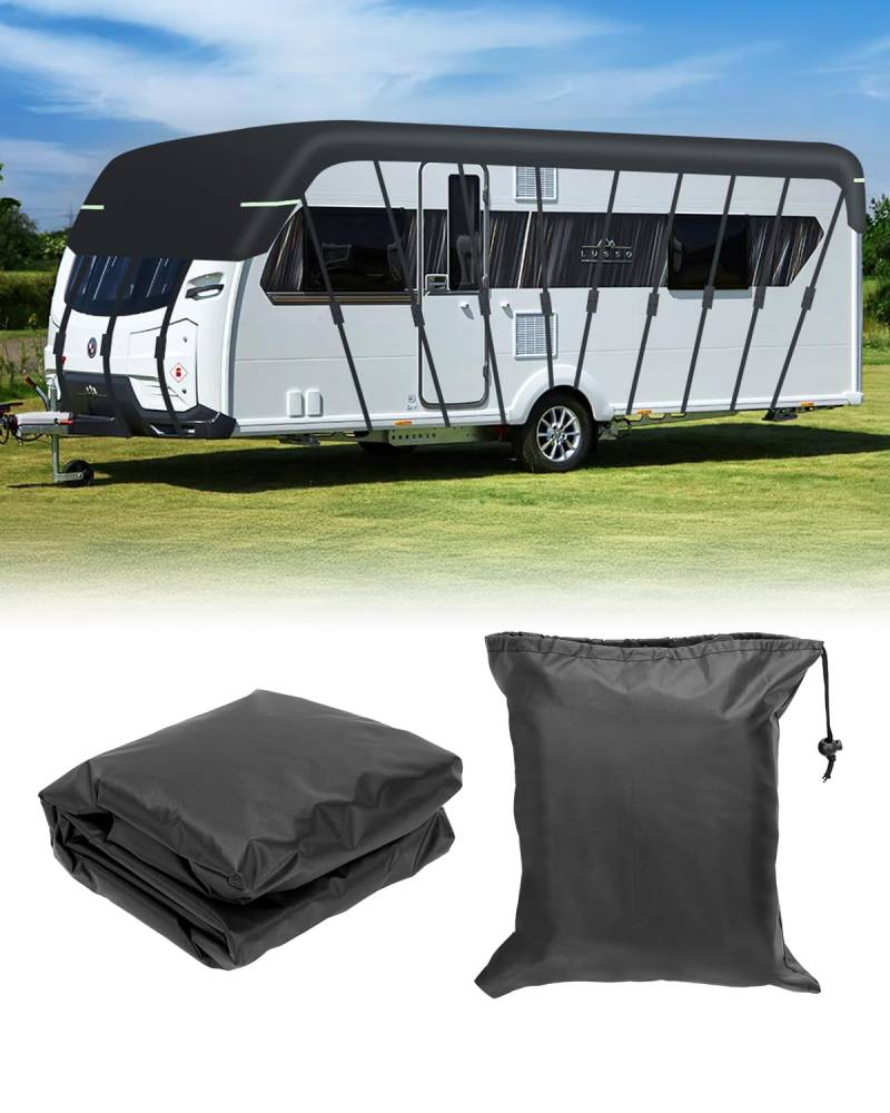 SUPAREE Wohnwagen Abdeckung Dach Abdeckplane Wohnwagen Wasserdicht Wohnwagen Schutzhülle Dach Schützt vor UV 210D Oxford Gewebe mit Reflektorstreifen (10 x 3m) von SUPAREE