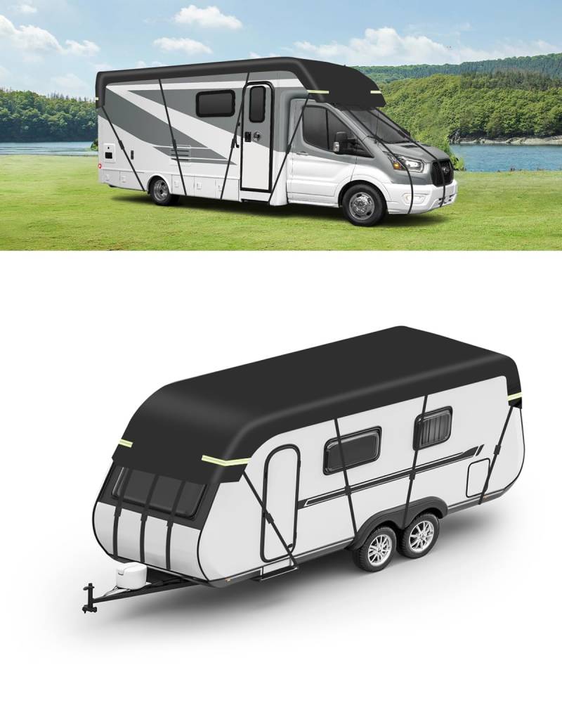 SUPAREE Wohnwagen Abdeckung Dach Abdeckplane Wohnwagen Wasserdicht Wohnwagen Schutzhülle Dach Schützt vor UV 210D Oxford Gewebe mit Reflektorstreifen (5.5 x 3m) von SUPAREE