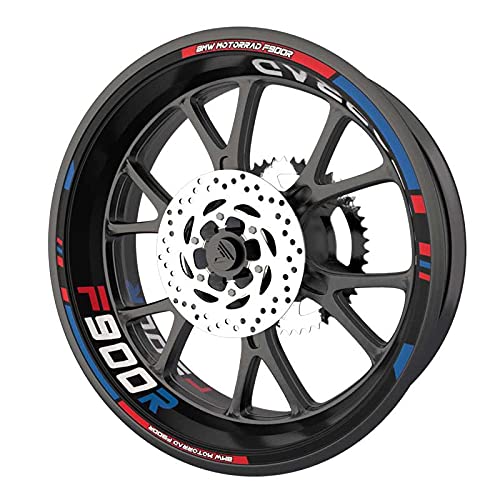 Komplettes Set Felgenrandaufkleber für BMW F900R Premium-Qualität (8 Aufkleber für 2 Räder) (mehrfarbig) von SUPER FABRIQUE