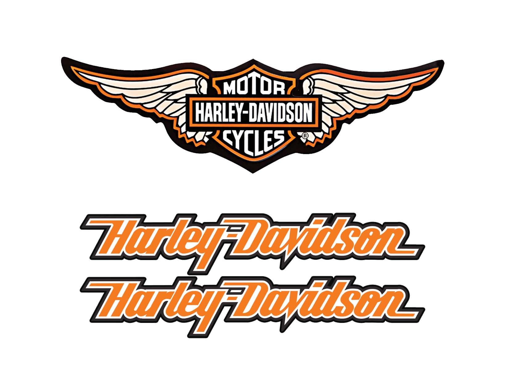 Reflektierende Aufkleber für Motorradhelm, Hommage an Harley Davidson, Set mit Flügeln und Seiten, Orange (3 Aufkleber) von SUPER FABRIQUE