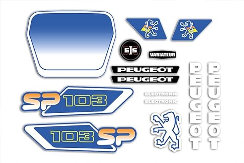 Set Autadhine 103 SP (Phase 3) zum Dekorieren Ihres Mofa Peugeot wie damals (blau gelb) von SUPER FABRIQUE