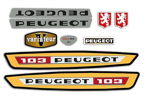 Set mit selbstklebenden Aufklebern 103 VS zum Dekorieren Ihres Mofa Peugeot wie damals (gelb) von SUPER FABRIQUE