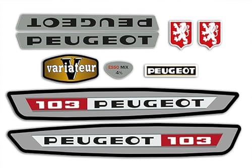 Set mit selbstklebenden Aufklebern 103 VS zum Dekorieren Ihres Mofa Peugeot wie damals (grau) von SUPER FABRIQUE