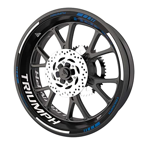 Triumph Felgenrandaufkleber Komplettset Premium Qualität (2 Räder) (Dunkelblau) von SUPER FABRIQUE