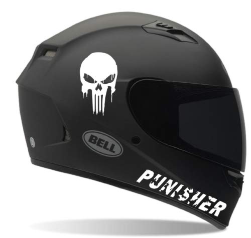 SUPERSTICKI 2X Punisher + Schriftzug Helmaufkleber ca 15cm Motorrad Bike Motorcycle Aufkleber Bike Auto Racing Tuning aus Hochleistungsfolie Aufkleber Autoaufkleber Tuningaufkleber Hochleis von SUPERSTICKI