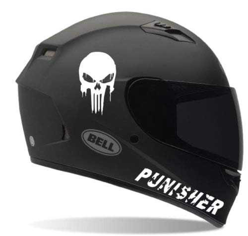 SUPERSTICKI 2X Punisher Helmaufkleber Helm Motorrad Aufkleber Bike Auto Racing Tuning aus Hochleistungsfolie Aufkleber Autoaufkleber Tuningaufkleber Hochleistungsfolie für alle glatten Fläc von SUPERSTICKI