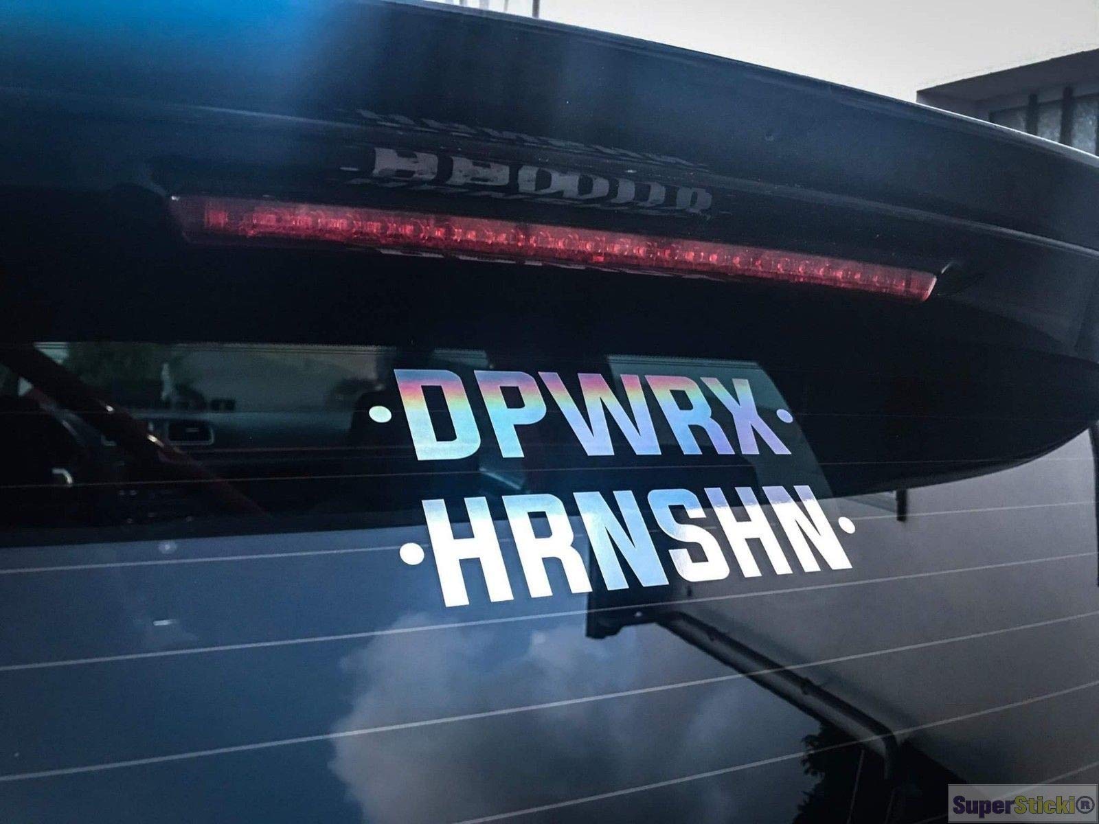 SUPERSTICKI Dpwrx hrnshn Oil Slick Folie Hologramm Auto Tuning Aufkleber ca 20cm Autoaufkleber von SUPERSTICKI