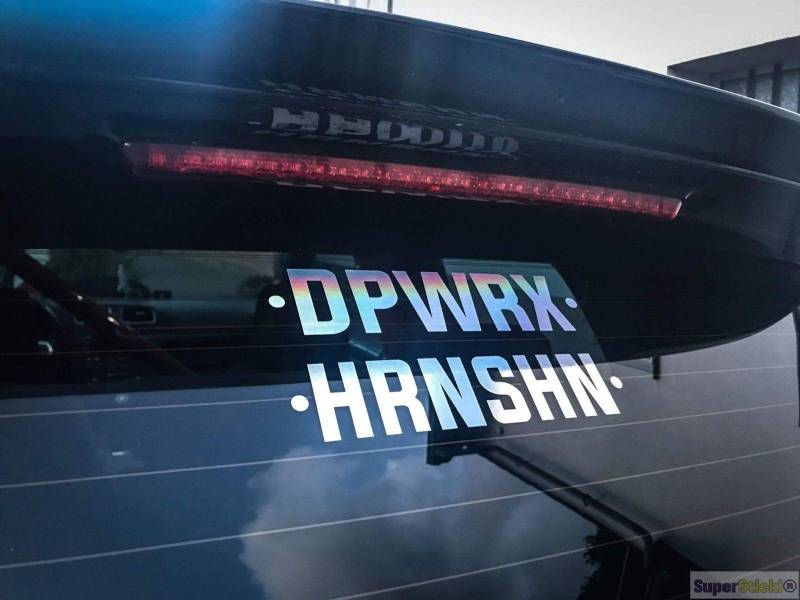 SUPERSTICKI Dpwrx hrnshn Oil Slick Folie Hologramm Auto Tuning Aufkleber ca 20cm Autoaufkleber von SUPERSTICKI