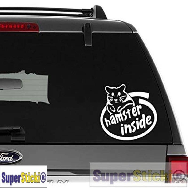 SUPERSTICKI Hamster Inside Auto Aufkleber Tuning Fun Lustig ca 20cm Autoaufkleber Hochleistungsfolie für alle glatten Flächen UV und Waschanlagenfest Tuning Profi Qualität von SUPERSTICKI