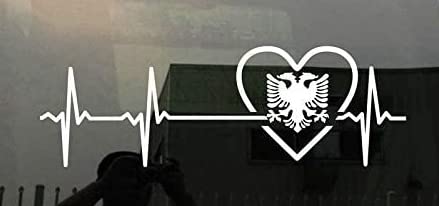 SUPERSTICKI Herzschlag Albanien Albania 30 cm Aufkleber Autoaufkleber,Wandtattoo Profi-Qualität für Lack,Scheibe,etc.Waschanlagenfest von SUPERSTICKI