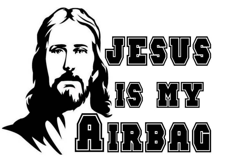 SUPERSTICKI Jesus is My Airbag 20 cm Aufkleber Autoaufkleber,Wandtattoo Profi-Qualität für Lack,Scheibe,etc.Waschanlagenfest von SUPERSTICKI