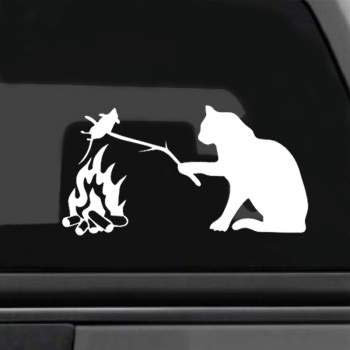 SUPERSTICKI Katze grillt Maus 20cm Aufkleber,Autoaufkleber,Sticker,Decal,Wandtattoo, aus Hochleistungsfolie,UV&waschanlagenfest, von SUPERSTICKI