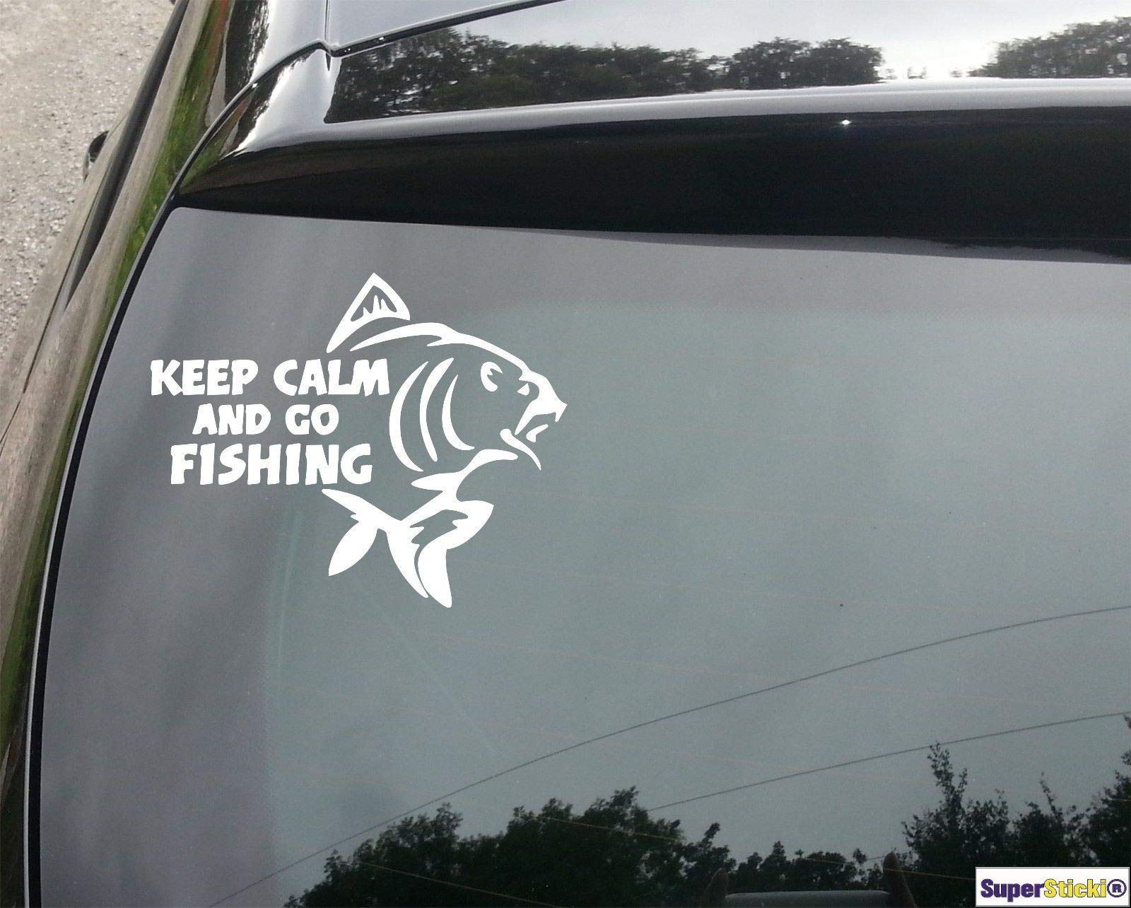 SUPERSTICKI Keep Calm and go Fishing Fisch Angeln Angler 20cm Aufkleber Sticker Decal aus Hochleistungsfolie Aufkleber Autoaufkleber Tuningaufkleber Racingaufkleber Rennaufkleber von aus Hochle von SUPERSTICKI