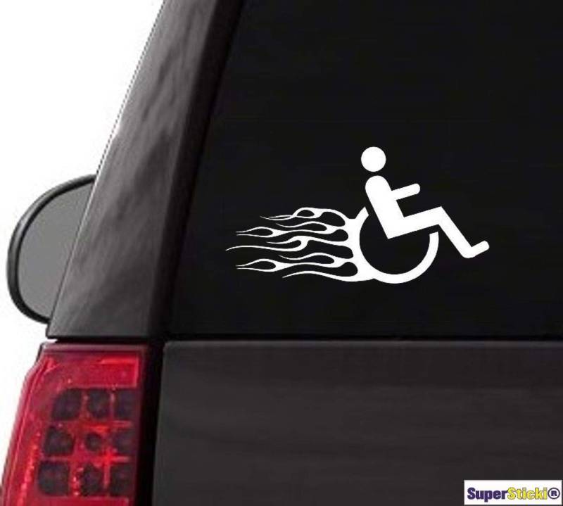 SUPERSTICKI Rasender Rollie Rollstuhl Rollstuhlfahrer Flammen 20cm Aufkleber Sticker Decal aus Hochleistungsfolie Aufkleber Autoaufkleber Tuningaufkleber Racingaufkleber Rennaufkleber von aus H von PGONA