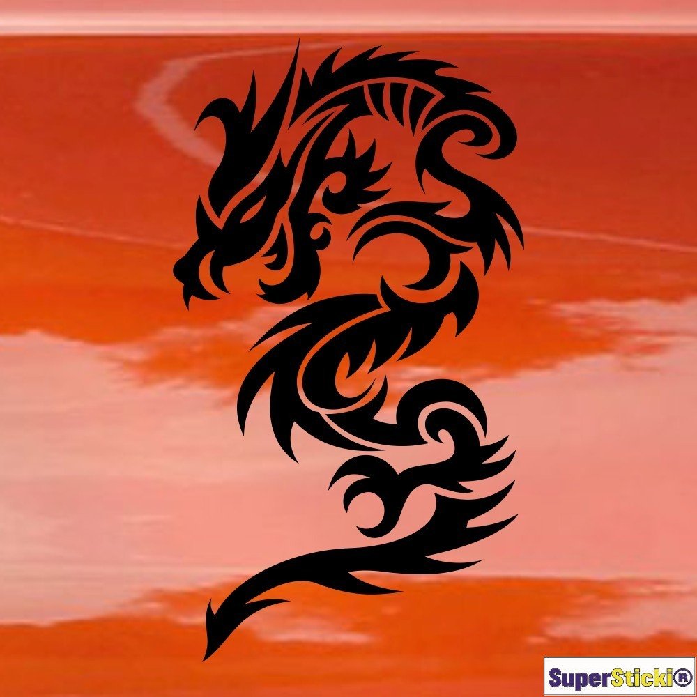 Tribal Drachen Dragon 8 Autoaufkleber Auto Aufkleber Decal Sticker von SUPERSTICKI® aus Hochleistungsfolie für alle glatten Flächen UV und Waschanlagenfest Profi Qualität von SUPERSTICKI