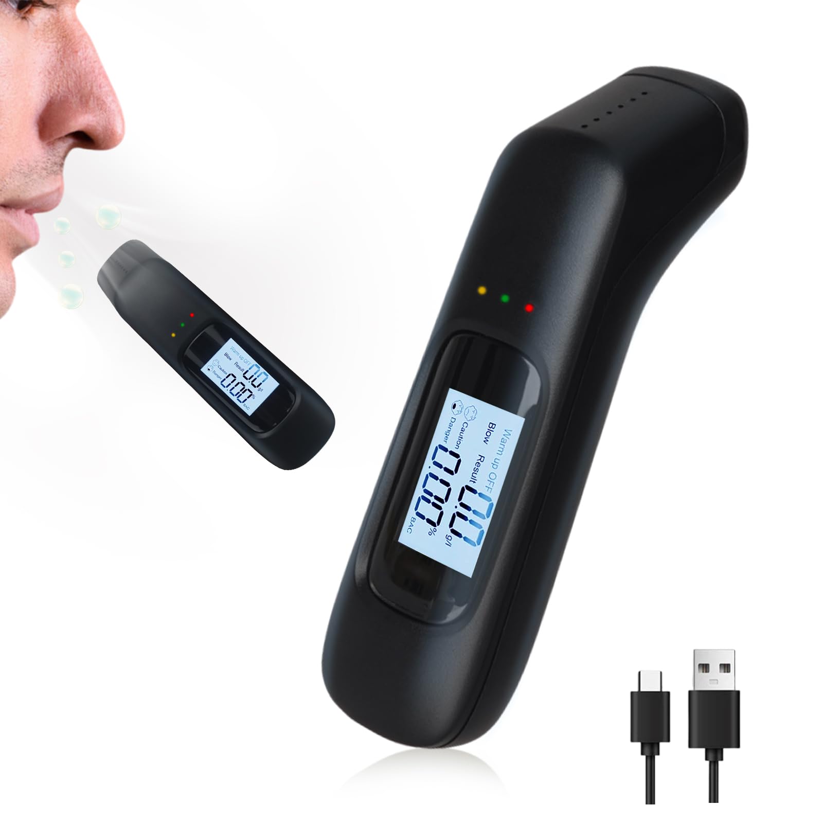 SUPRBIRD Alkoholtester Polizeigenau,Aufladbar Alkoholtester Polizeigenau mit Digitalem LCD-Bildschirm,Promilletester für Privaten Professionellen Gebrauch zu Hause(Mouthpieces unnötig) von SUPRBIRD