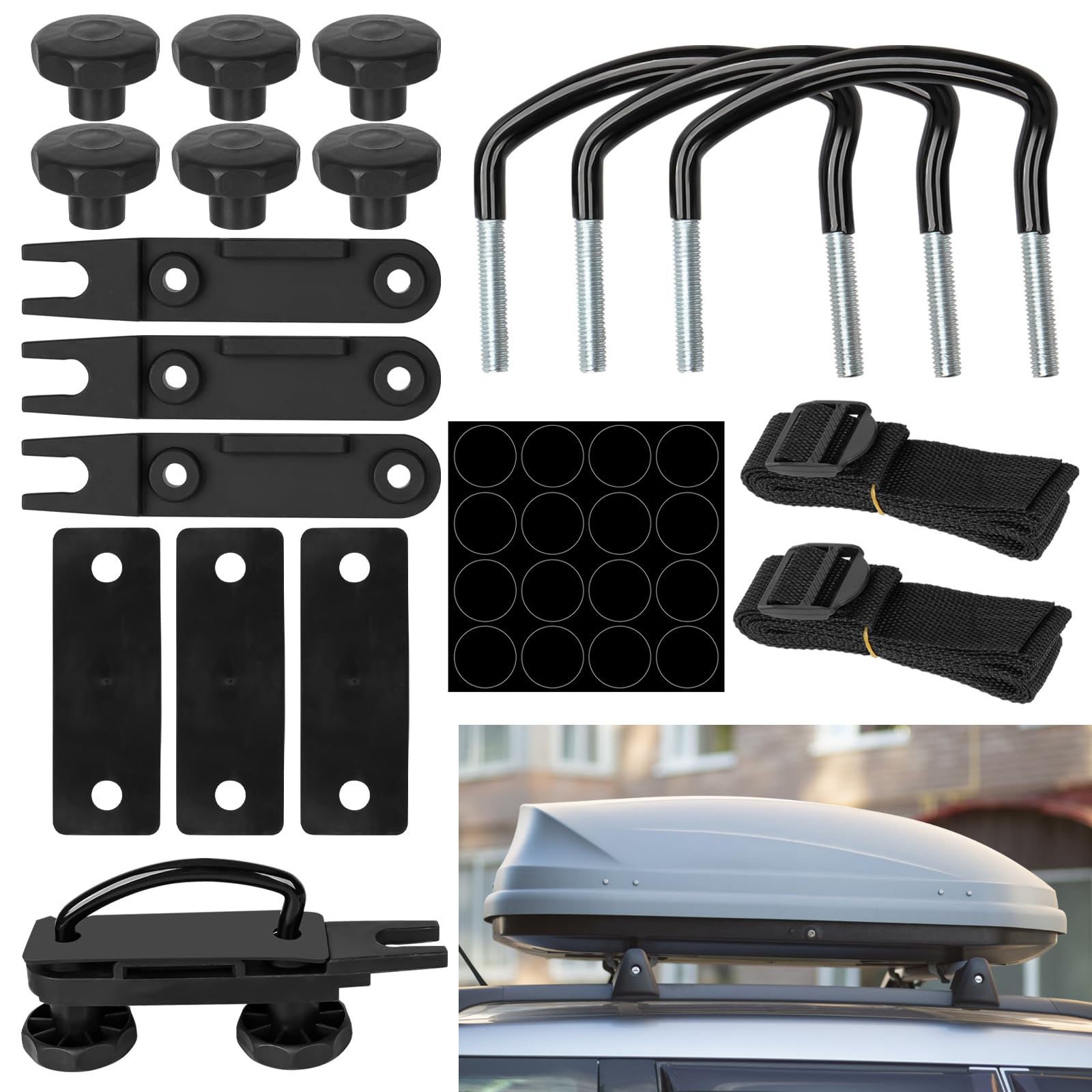 SUPRBIRD Dachbox Befestigung U Bügel, 4 Stück Universal Dachbox Halterung Befestigung, Auto Van Montage Fitting Kit, Dachbox Halterung Installationszubehörsatz, mit 8 Heavy Duty Kontermuttern SUPRBIRD Dachbox Befestigung U Bügel, 4 Stück Universal Dachbox Halterung Befestigung, Auto Van Montage Fitting Kit, Dachbox Halterung Installationszubehörsatz, mit 8 Heavy Duty Kontermuttern von SUPRBIRD