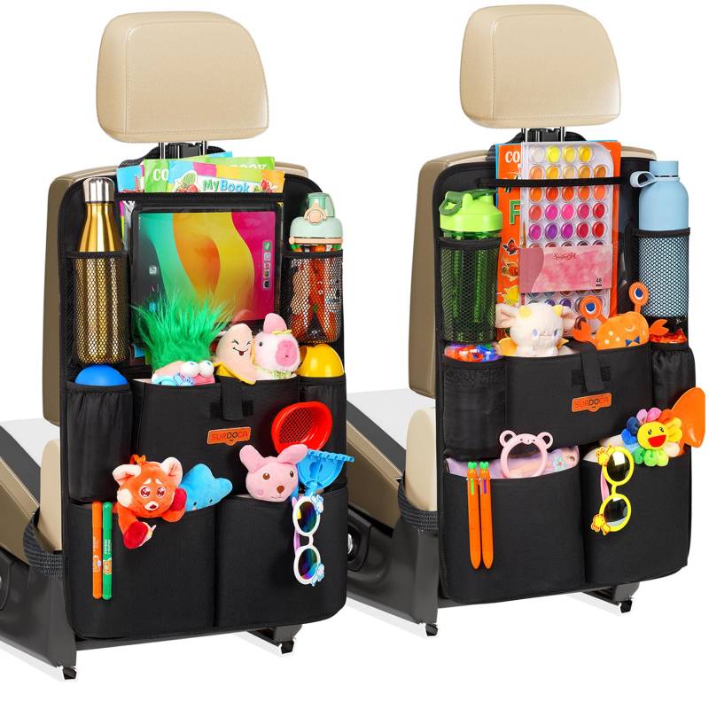 SURDOCA Autositz-Organizer – 4th Generation verbesserter Auto Rücksitz für bis zu 11-Zoll Tablet, 8 Taschen, Kinderspielzeug-Aufbewahrung, wasserdichter Rücksitzschutz für Kinder von SURDOCA