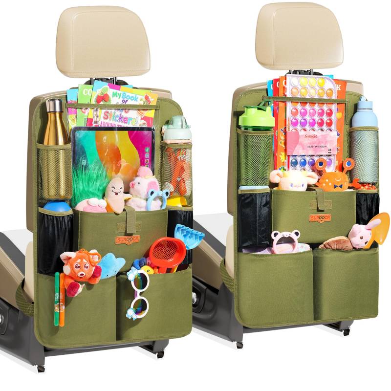 SURDOCA Autositz-Organizer – 4th Generation verbesserter Auto Rücksitz für bis zu 11-Zoll Tablet, 8 Taschen, Kinderspielzeug-Aufbewahrung, wasserdichter Rücksitzschutz für Kinder von SURDOCA