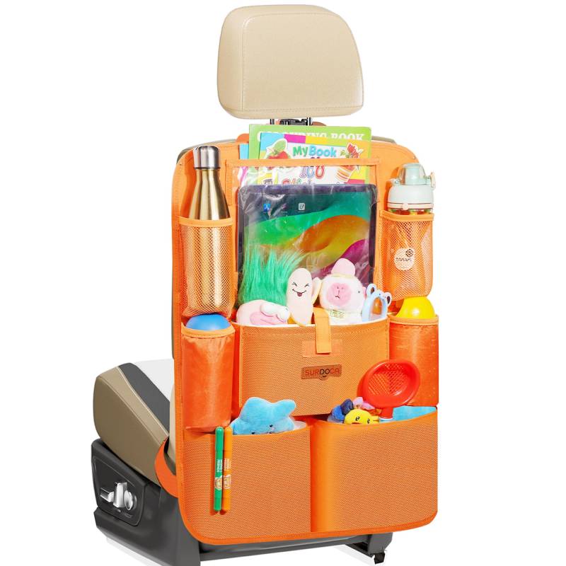 SURDOCA Autositz-Organizer – 4th Generation verbesserter Auto Rücksitz für bis zu 11-Zoll Tablet, 8 Taschen, Kinderspielzeug-Aufbewahrung, wasserdichter Rücksitzschutz für Kinder von SURDOCA