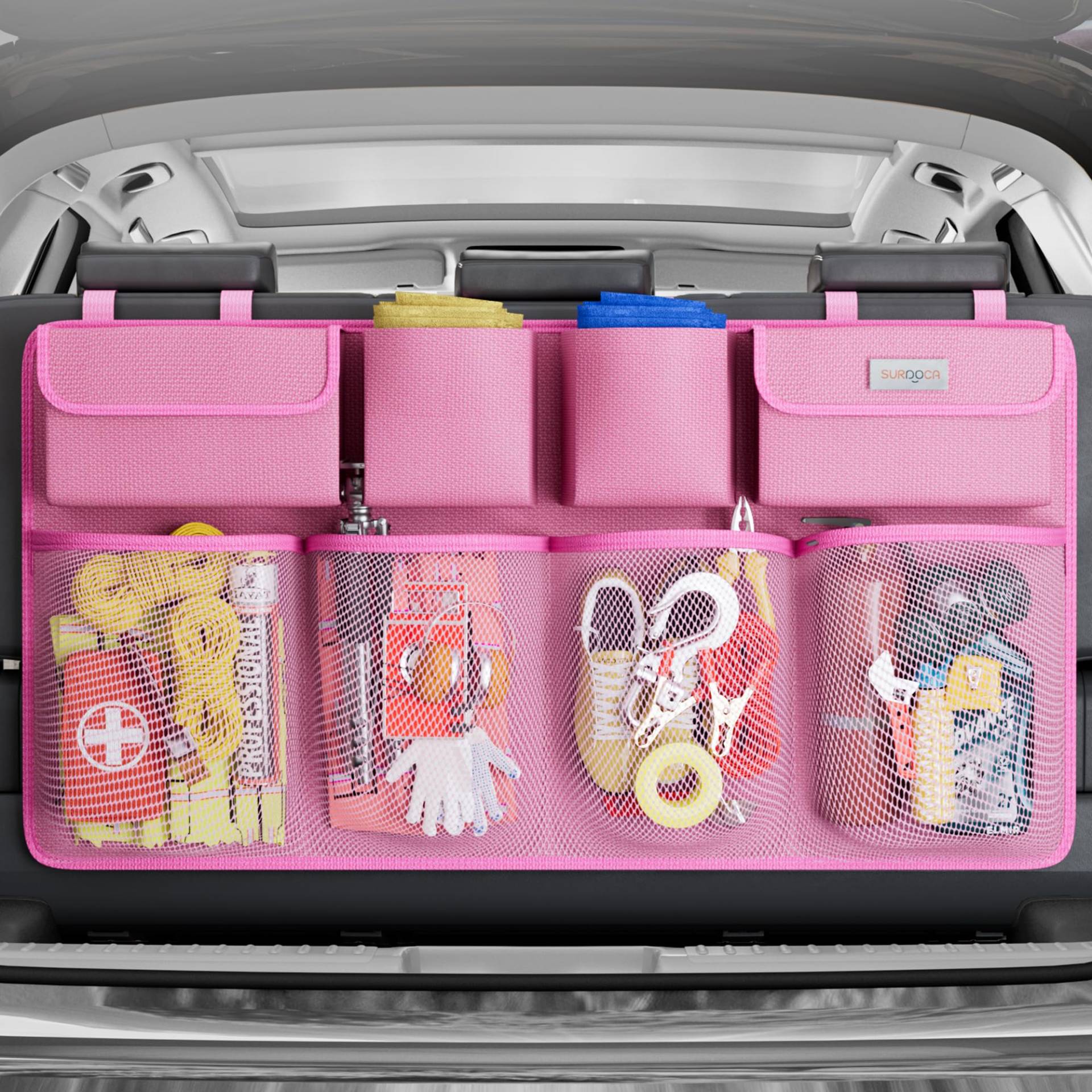 SURDOCA kofferraum organizer auto, 4. Generation 8 Upgrades - XL auto organizer, autotasche kofferraumtasche, auto zubehör innenraum mit deckel, platzsparend Experte von SURDOCA