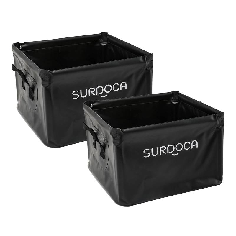 SURDOCA Multifunktionale Faltbare Aufbewahrungsbox Auto Kofferraum, Vollständig Wasserdicht Auto Kofferraum Organizer Klein,Auto Faltbox,Car Organizer,Kofferraumtasche,18 Liter, Schwarz 2 Stück von SURDOCA