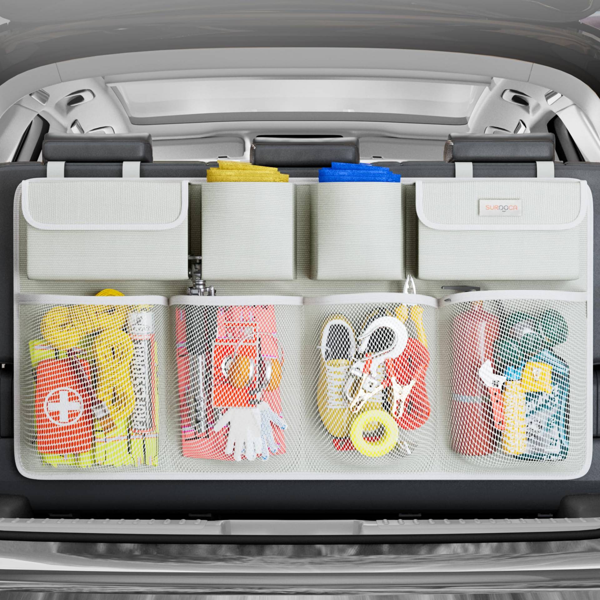SURDOCA kofferraum organizer auto, 4. Generation 8 Upgrades - XL auto organizer, autotasche kofferraumtasche, auto zubehör innenraum mit deckel, platzsparend Experte von SURDOCA