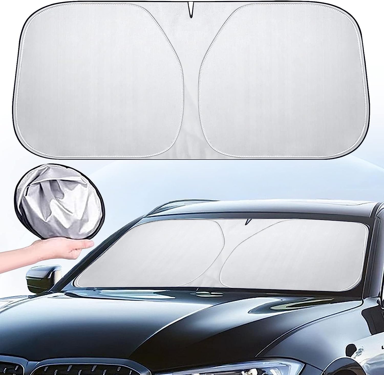 Windschutzscheiben-Sonnenschutz für VW Tiguan 2010-2016, Wärmeisolierung Frontscheibenabdeckung, Faltbarer Auto Frontscheibe Sonnenblende, UV-Schutz,Silver von SUREI