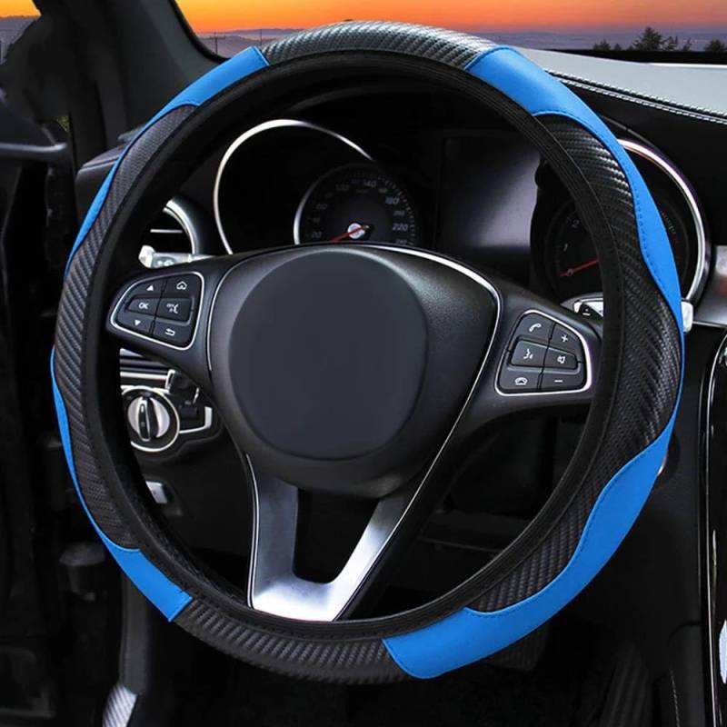 Auto-Lenkradabdeckung Auto-Lenkrad Rutschfestes Pu-Leder Geeignet Für 37–38 cm Große Lenkrad-Carbonfaser-Sport-Anti-Rutsch-Abdeckung Lenkradhüllen(09) von SUSHUANG
