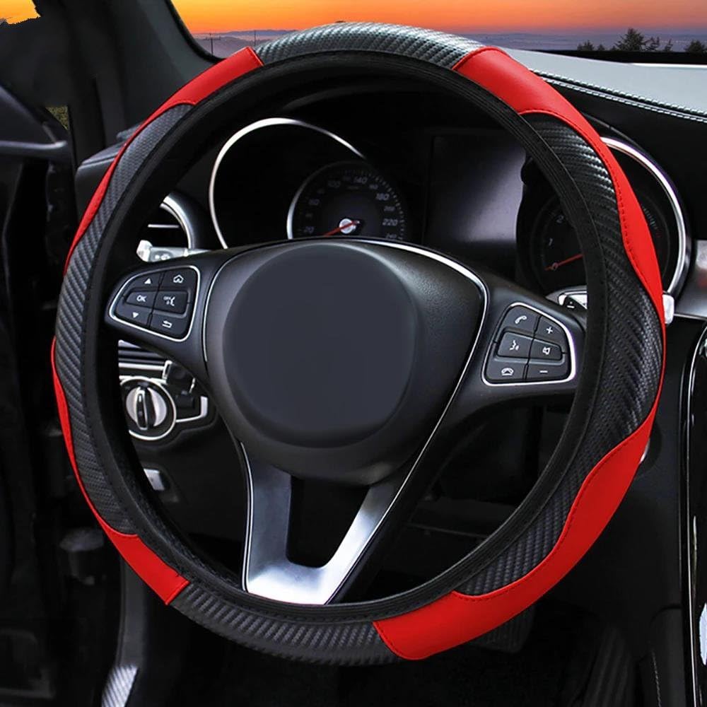 Auto-Lenkradabdeckung Auto-Lenkrad Rutschfestes Pu-Leder Geeignet Für 37–38 cm Große Lenkrad-Carbonfaser-Sport-Anti-Rutsch-Abdeckung Lenkradhüllen(5) von SUSHUANG