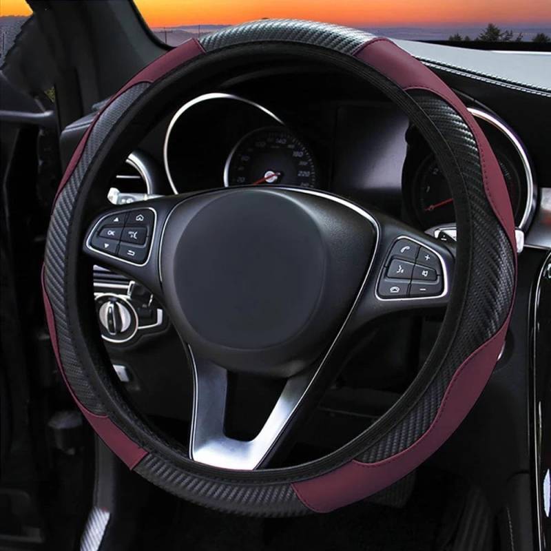 Auto-Lenkradabdeckung Auto-Lenkrad Rutschfestes Pu-Leder Geeignet Für 37–38 cm Große Lenkrad-Carbonfaser-Sport-Anti-Rutsch-Abdeckung Lenkradhüllen(Blanc) von SUSHUANG