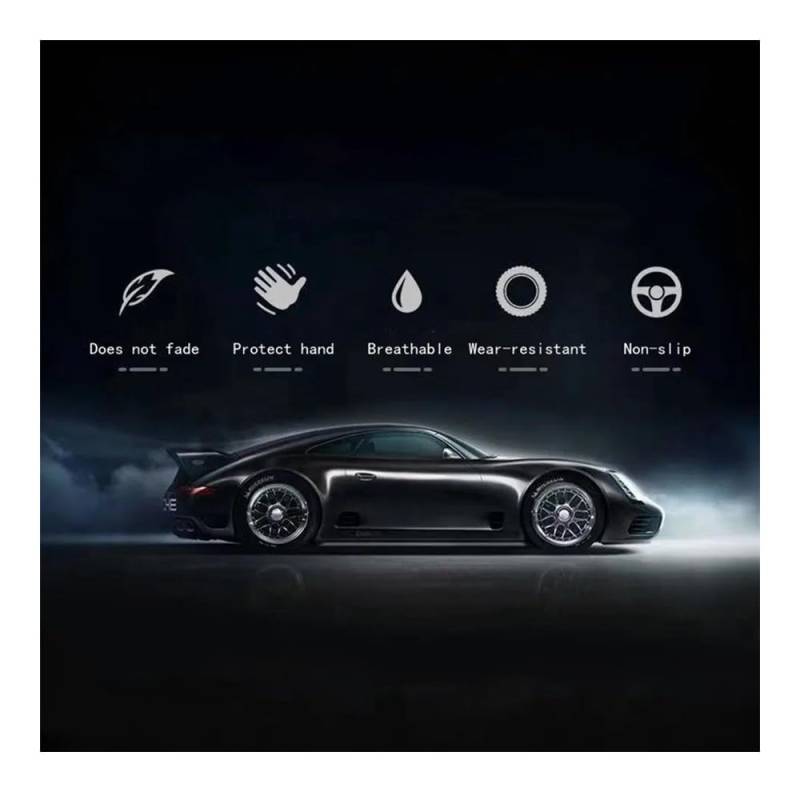 Auto-Lenkradabdeckung Auto-Lenkradbezug Für Taycan Für Cayenne Für Panamera 718 911 Handgenäht rutschfest Lenkradhüllen(09) von SUSHUANG