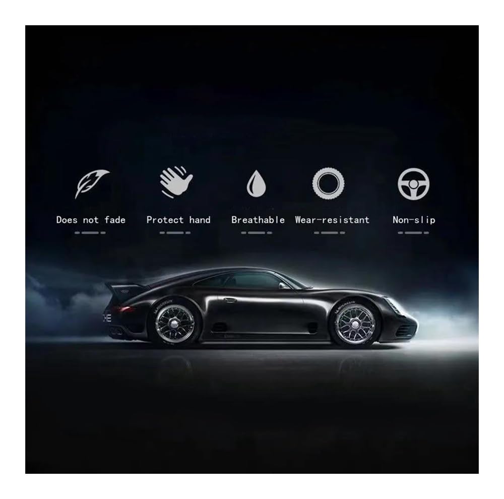 Auto-Lenkradabdeckung Auto-Lenkradbezug Für Taycan Für Cayenne Für Panamera 718 911 Handgenäht rutschfest Lenkradhüllen(6) von SUSHUANG