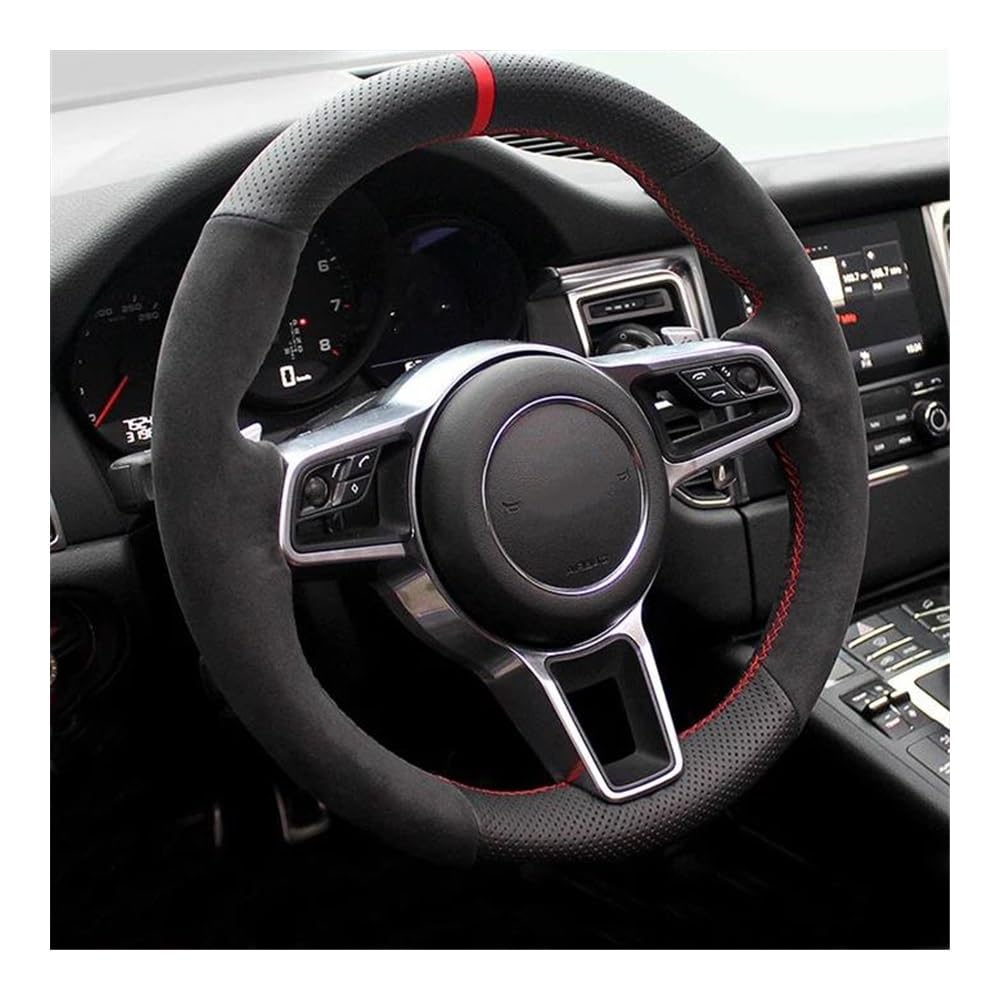 Auto-Lenkradabdeckung Auto-Lenkradbezug Für Taycan Für Cayenne Für Panamera 718 911 Handgenäht rutschfest Lenkradhüllen(Blanc) von SUSHUANG
