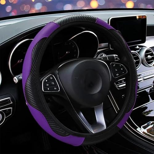 Auto-Lenkradabdeckung Auto-Lenkradbezug Kohlefaser Atmungsaktiv rutschfest PU-Leder Universell 37–38 cm Lenkradbezüge Dekorationszubehör Lenkradhüllen(Blanc) von SUSHUANG