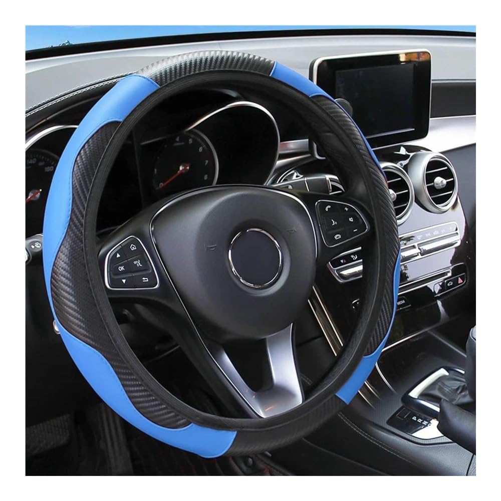 Auto-Lenkradabdeckung Auto-Lenkradbezug Universal-Mikrofaser-PU-Leder 15-Zoll-Nähte Farbe rutschfest Lenkradschutz Lenkradhüllen(09) von SUSHUANG