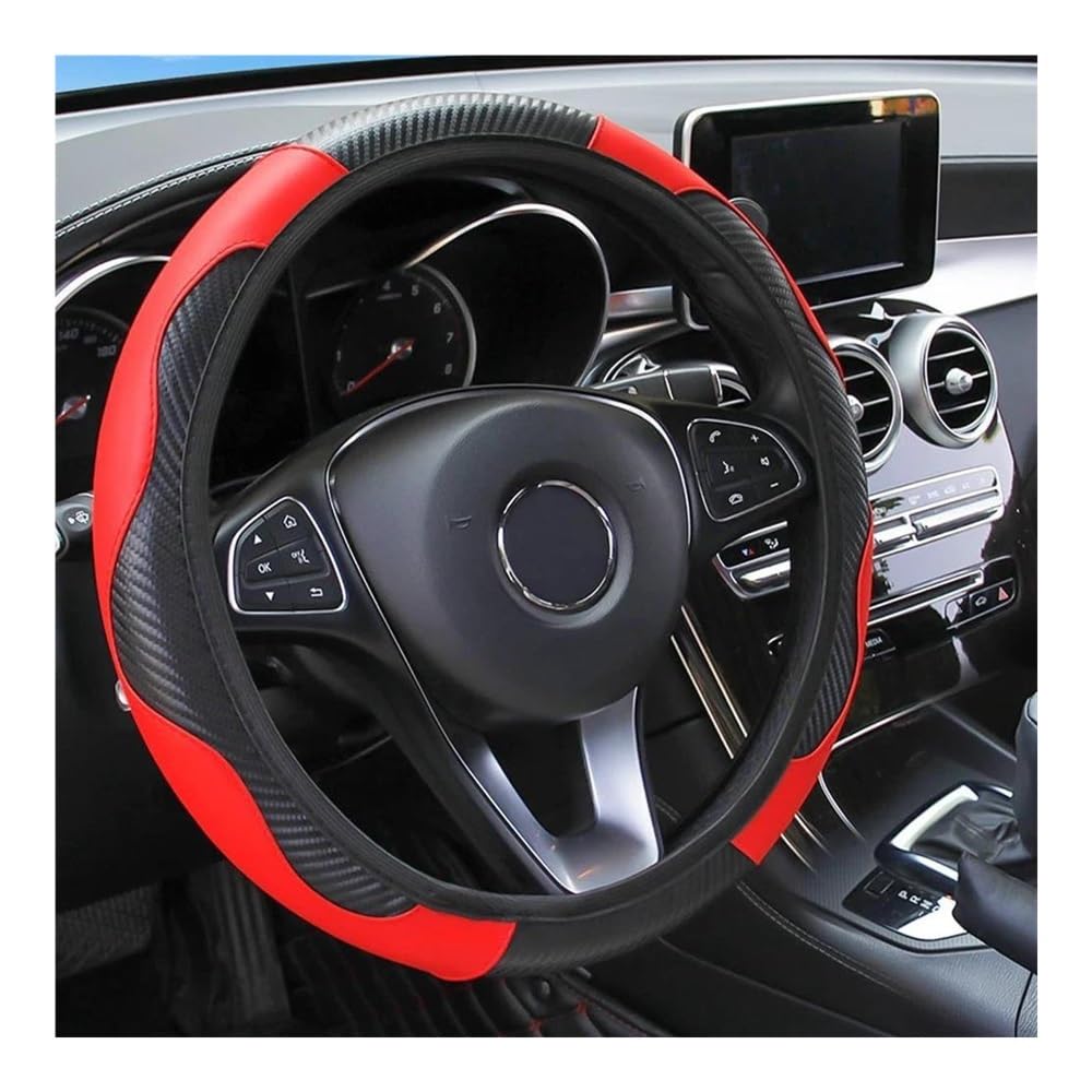 Auto-Lenkradabdeckung Auto-Lenkradbezug Universal-Mikrofaser-PU-Leder 15-Zoll-Nähte Farbe rutschfest Lenkradschutz Lenkradhüllen(11 Star Yellow) von SUSHUANG