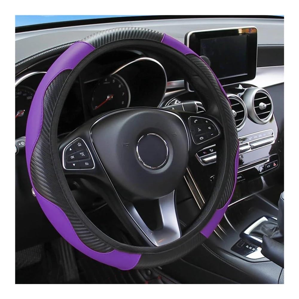 Auto-Lenkradabdeckung Auto-Lenkradbezug Universal-Mikrofaser-PU-Leder 15-Zoll-Nähte Farbe rutschfest Lenkradschutz Lenkradhüllen(6) von SUSHUANG