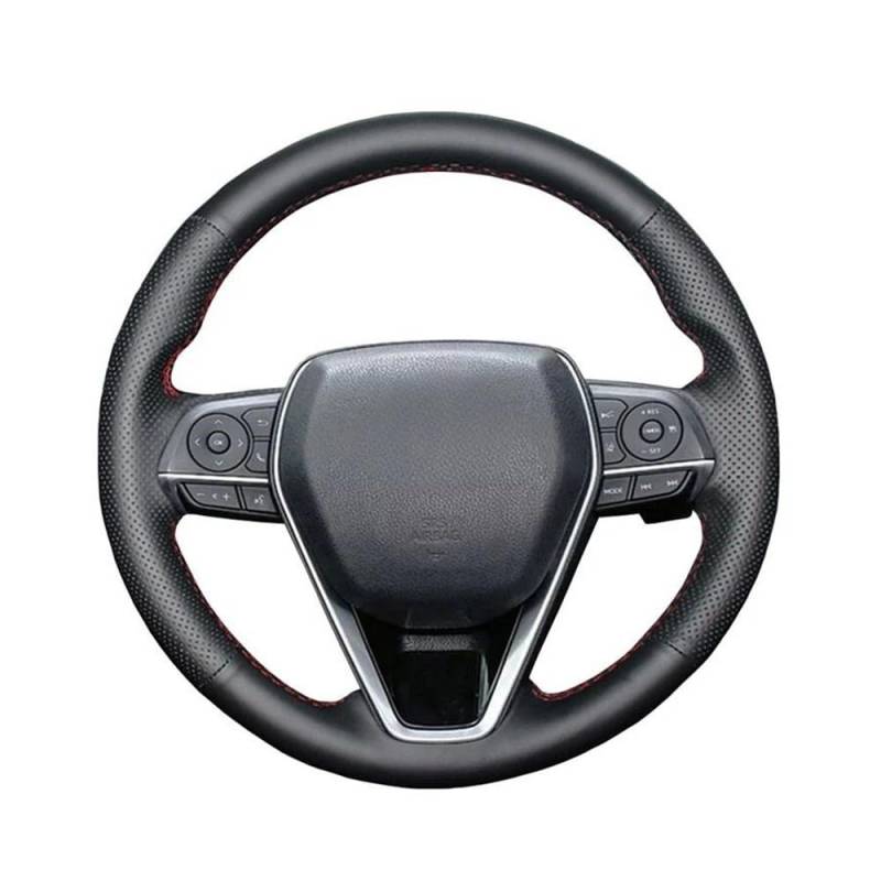 Auto-Lenkradabdeckung Für Avalon Für Camry 2018-2019 Leder-Autolenkradabdeckung Für Corolla 2018-2020 Für Crown 2018-2019 RAV4 2019 Lenkradhüllen(Red Thread) von SUSHUANG