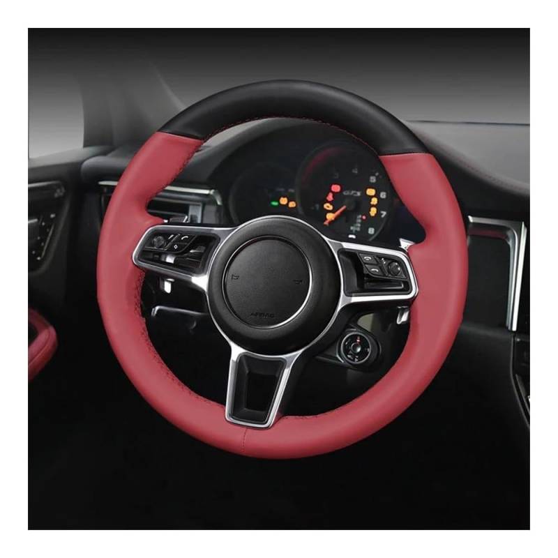 Auto-Lenkradabdeckung Leder Auto Lenkradbezug Für Taycan Für Cayenne Für Panamera 718 911 Teile Handgenäht Sportstil Lenkradhüllen(09) von SUSHUANG