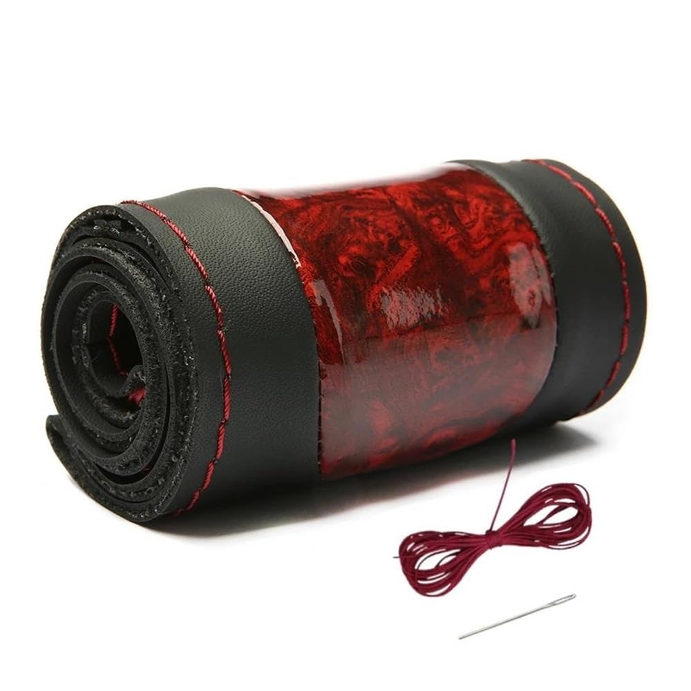 Auto-Lenkradabdeckung Leder-Lenkradhülle Geflochtenes Leder Auto-Radabdeckung Sportlicher Flechtbezug Für Lenkrad 38 cm Lenkradhüllen(09) von SUSHUANG