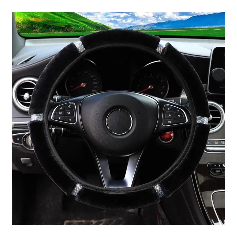 Auto-Lenkradabdeckung Lenkradbezug Universell Multifunktional rutschfest Mit Diamanten Besetztes Plüschimitat Autozubehör Auto-Lenkradbezug Lenkradhüllen(11 Star Yellow) von SUSHUANG