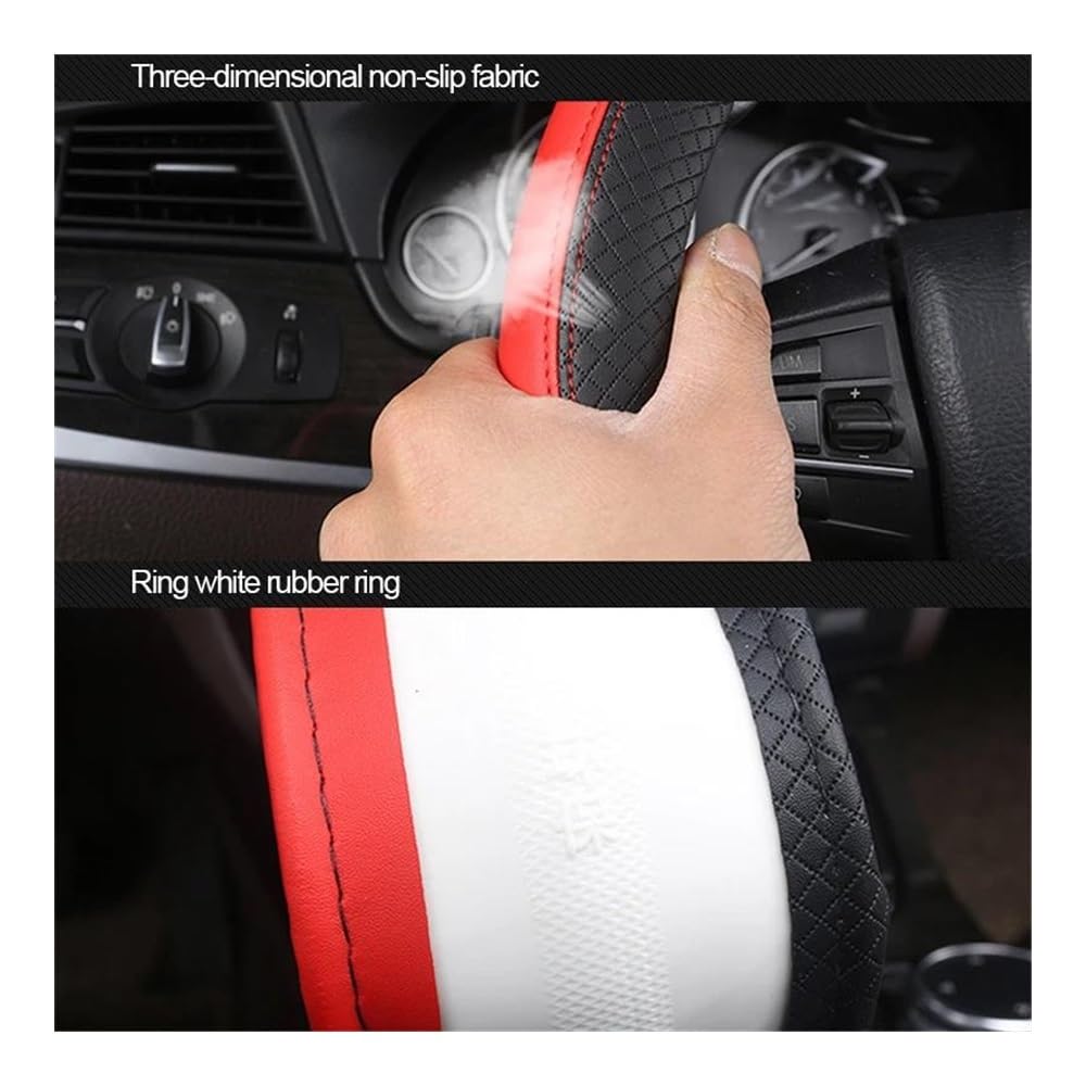 Auto-Lenkradabdeckung PU-Leder Anti-Rutsch-Lenkradschutz Atmungsaktives Fasergeflecht 38 cm Lenkradabdeckung Universal-Lenkabdeckung Lenkradhüllen(Blanc) von SUSHUANG