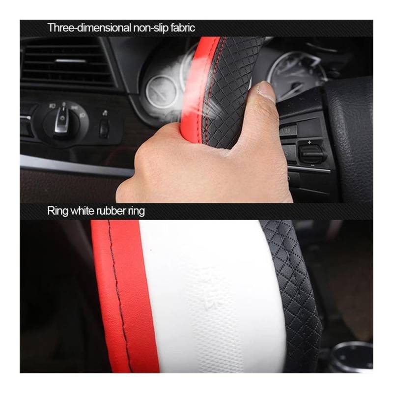 Auto-Lenkradabdeckung PU-Leder Anti-Rutsch-Lenkradschutz Atmungsaktives Fasergeflecht 38 cm Lenkradabdeckung Universal-Lenkabdeckung Lenkradhüllen(Blanc) von SUSHUANG