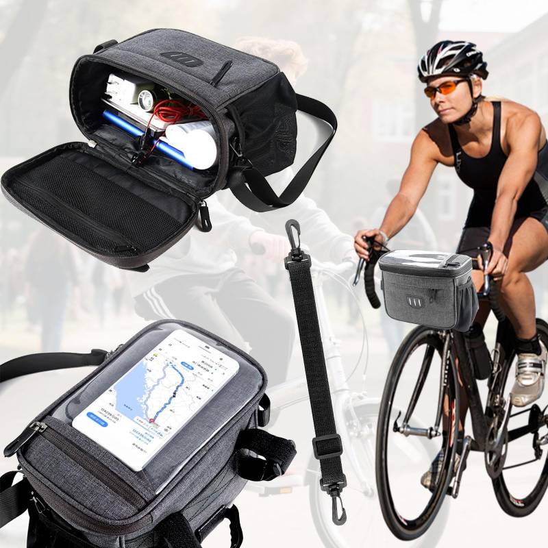 SUpoetry Lenkertasche Fahrrad, Lenkertasche Wasserdicht, 5L, mit Touchscreen Vorne und Abnehmbarem Schultergurt von SUpoetry