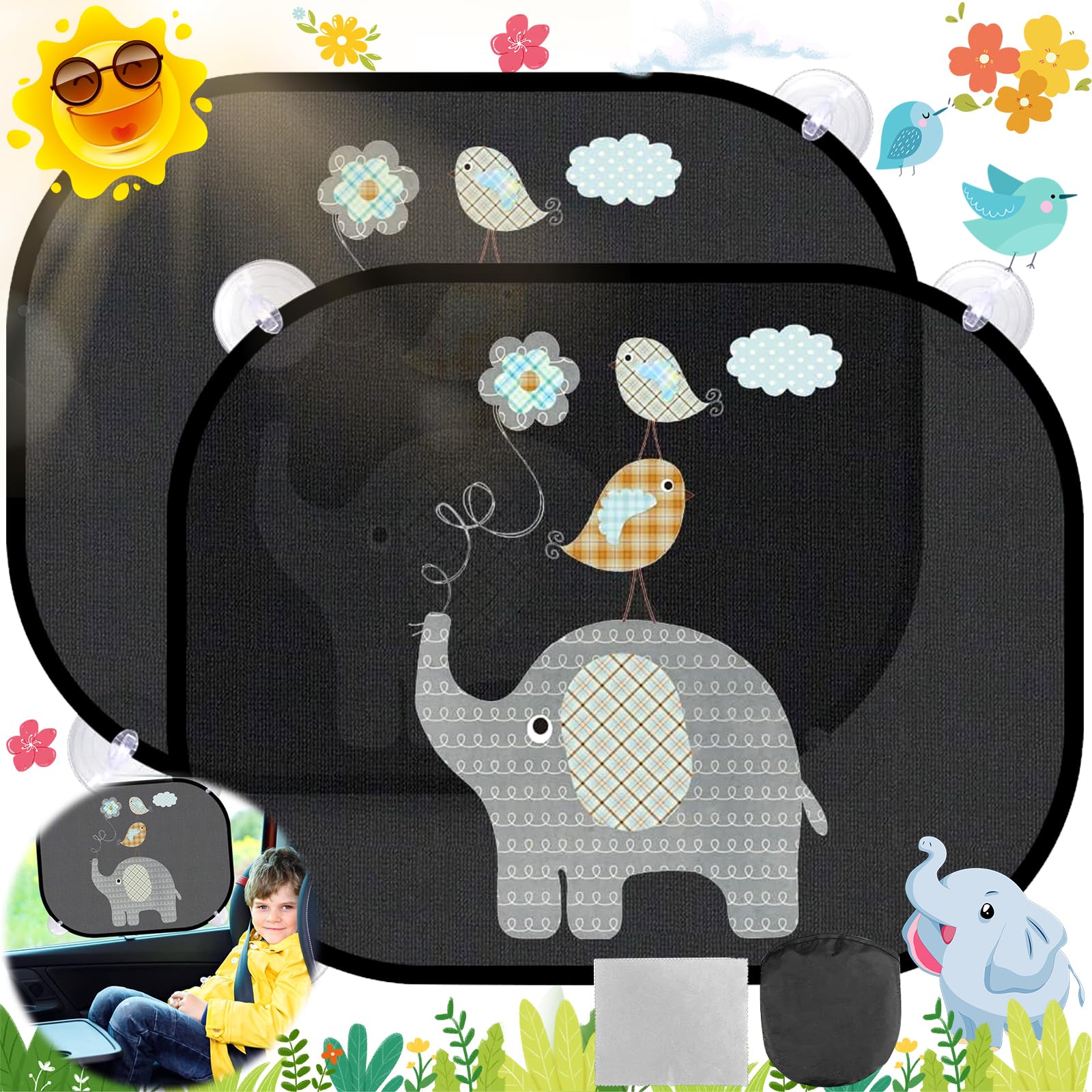 Sonnenschutz Auto Baby, Sonnenschutz Auto Kinder, Sonnenschutz Auto Baby mit UV Schutz, 2 Stück Autoscheiben Sonnenblende, Süßes Elefantenmuster, Sonnenschutz für Seitenfenster, Automobilgeneral Sonnenschutz Auto Baby, Sonnenschutz Auto Kinder, Sonnenschutz Auto Baby mit UV Schutz, 2 Stück Autoscheiben Sonnenblende, Süßes Elefantenmuster, Sonnenschutz für Seitenfenster, Automobilgeneral von SUpoetry