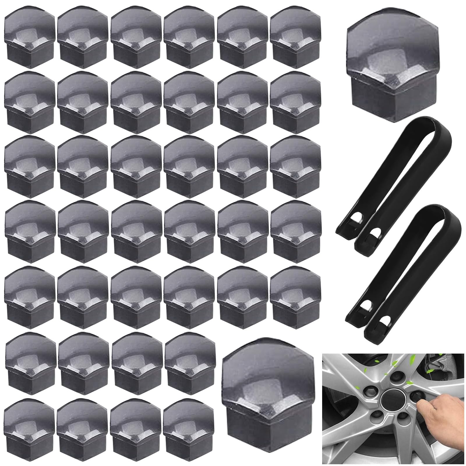 Radschraubenkappen, Radmuttern Abdeckung mit Demontagewerkzeugen für den Schutz von Autoreifenmuttern, 17 mm, 40 Stück von SVUPUE