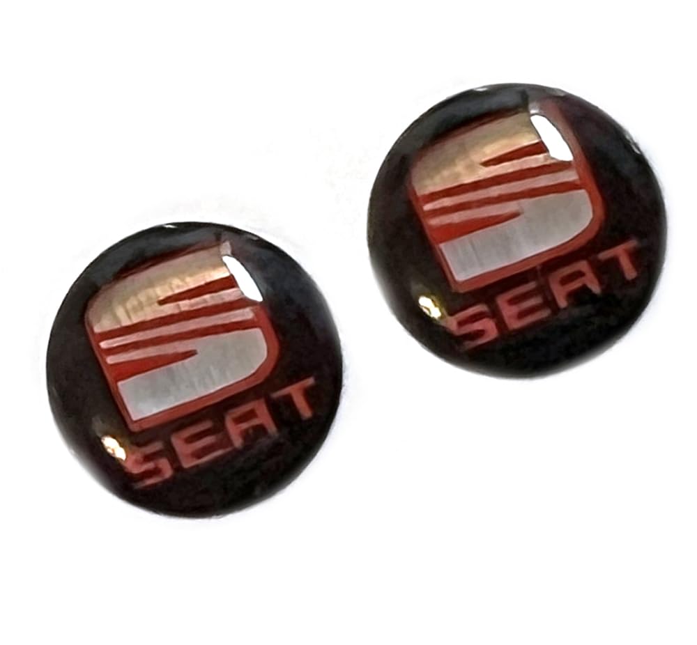 2 Stück 10mm Aufkleber mit Logo Diameter für SEAT Auto Kfz. Für Schlüssel Key Fernbedienung usw. Sticker mit Emblem (10mm 2St. rot mit Text) von SVV