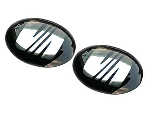2 Stück Aufkleber in schwarz-weiß 14mm Diameter passend fürSeat-Auto mit Logo Kfz. Für Schlüssel Key Fernbedienung usw. Sticker mit Emblem (14mm Sea. Schwarz 2St.) von SVV
